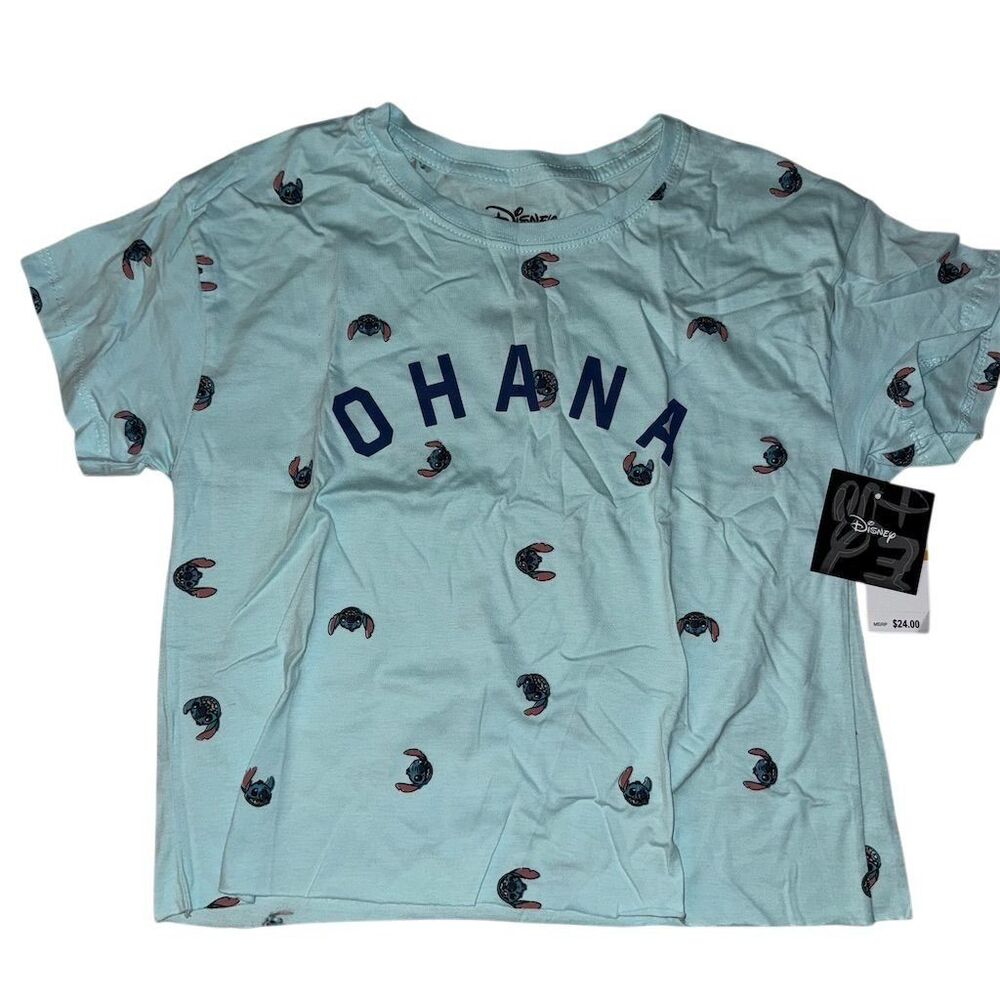 Disney Stitch "Ohana" Graphic Short Sleeve‎ Blue Top